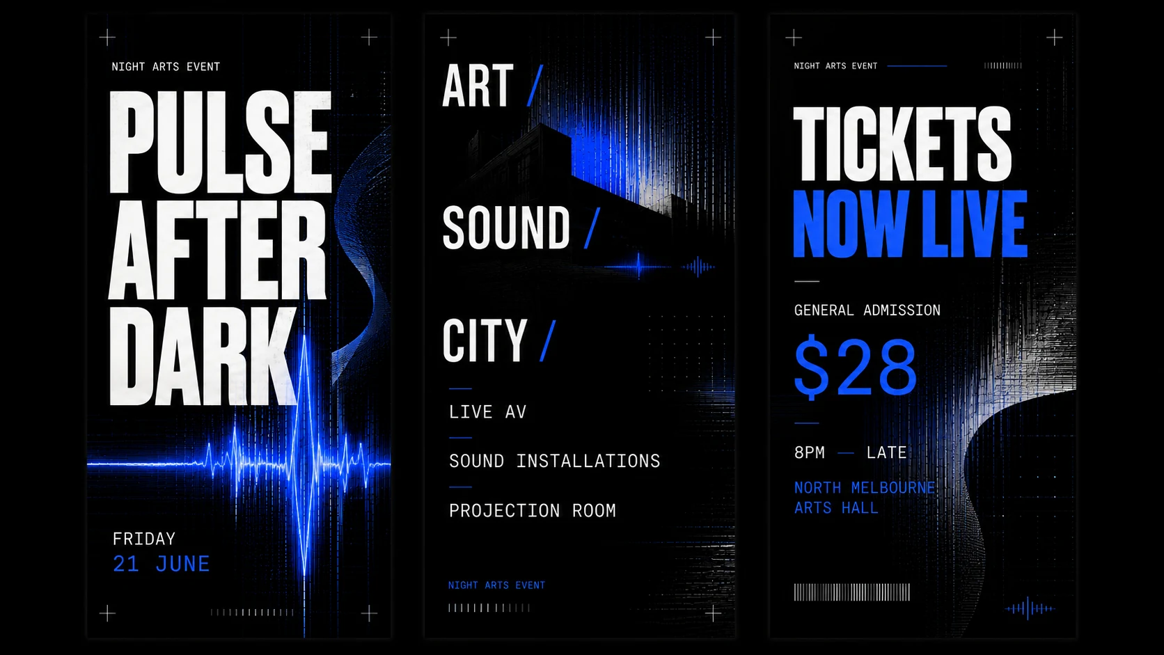 Three Pulse After Dark vertical story frames